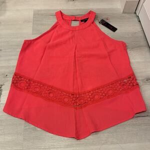 It’s Pink NWT Asymmetrical Halter Top with crotchet detail.